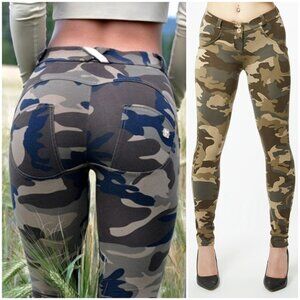 Freddy WR.UP Pants Shaping Classic Rise Full Length Dark Camo size M Stretch